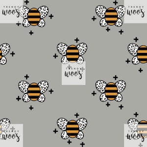 Scandi Leopard Bumble Bees Seamless Pattern / Fabric Design / Surface Pattern / Digital Pattern  / Digital Download / Digital Pattern