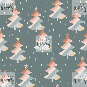 Retro Xmas Christmas Trees Rainbow Stripe Scandi Boho Seamless Pattern / Fabric Design / Surface Pattern / Digital Paper / Digital Pattern