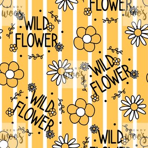 Wild Flower Retro Boho Bohemian Seamless Pattern / Fabric Design / Surface Pattern / Digital Paper / Digital Pattern
