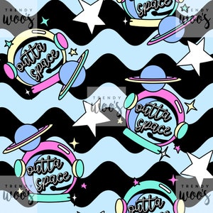 Outta Space Pastel Kawaii Seamless Pattern / Fabric Design / Surface Pattern / Digital Paper  / Digital Download / Digital Pattern