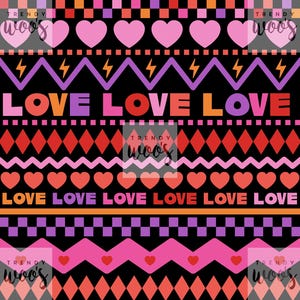 Fair Isle Valentinstag Nordische Strick-Liebe Retro Herz Rosa Geometrisches Nahtloses Muster / Stoff-Design / Oberflächenmuster / Digitales Muster