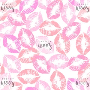Lippen Lippenstift Make-up Liebe Mund Valentinstag Muted Pastell Süß Nahtloses Muster / Stoffdesign / Oberflächenmuster / Digitales Muster
