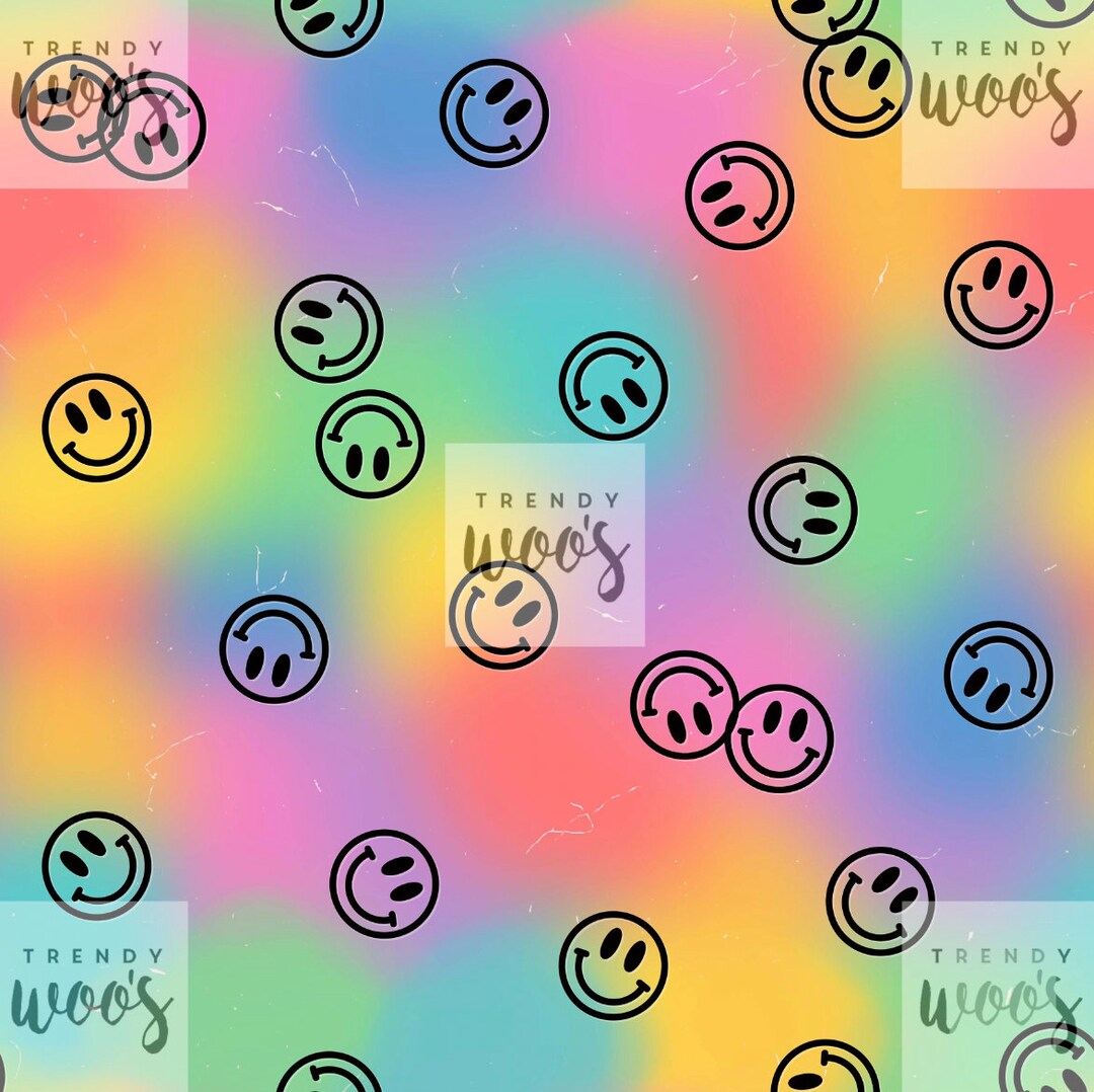 Smiley 80s Pattern Retro Smile Smilies Smile Rainbow 80S 90s Gaussian Seamless Pattern ...