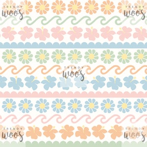 Hawaiian Summer Beach Floral Flower Sea Retro Vintage Cute 70s Seamless Pattern / Fabric Design / Surface Pattern Digital Pattern
