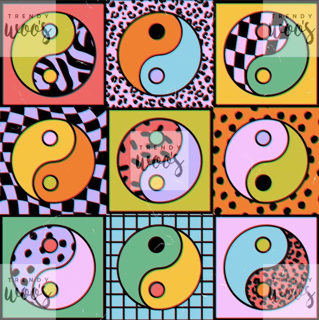 Psychadelic Rave Pattern Retro Yin Yang Geometric Hippie Rave Psychedelic Multicoloured Party ...