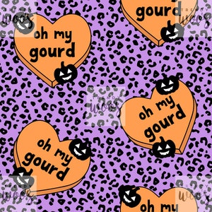 Oh My Gourd Pumpkin Heart Fall Halloween Pastel Cute Seamless Pattern / Fabric Design / Surface Pattern / Digital Pattern