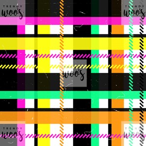 Retro Gingham Check Tartan Y2K Punk Rock Neon 90s Seamless Pattern / Fabric Design / Surface Pattern / Digital Paper / Digital Pattern