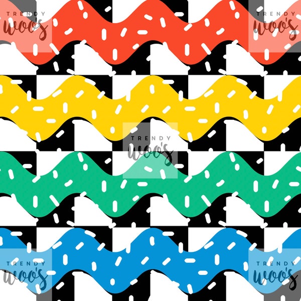 Retro Waves 90s 80s Leopard Print Summer Sprinkles Seamless Pattern / Fabric Design / Surface Pattern / Digital Paper / Digital Pattern