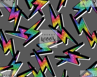 Lightning Thunder Rainbows Glitter Sparkle Retro LGBT Seamless Pattern / Fabric Design / Surface Pattern / Digital Paper / Digital Pattern