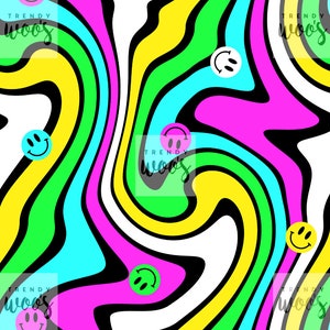 Retro Neon Lächeln Streifen abstrakte helle Wellen 80er 90er Jahre Nahtloses Muster / Stoffdesign / Oberflächenmuster / Digitales Papier / Digitales Muster