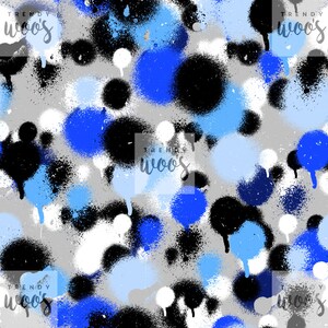 Blaue Retro Punk Graffiti Sprühfarbe Geometrisch Mode Trend / Stoffdesign / Oberflächenmuster / Digitales Papier / Digitales Muster