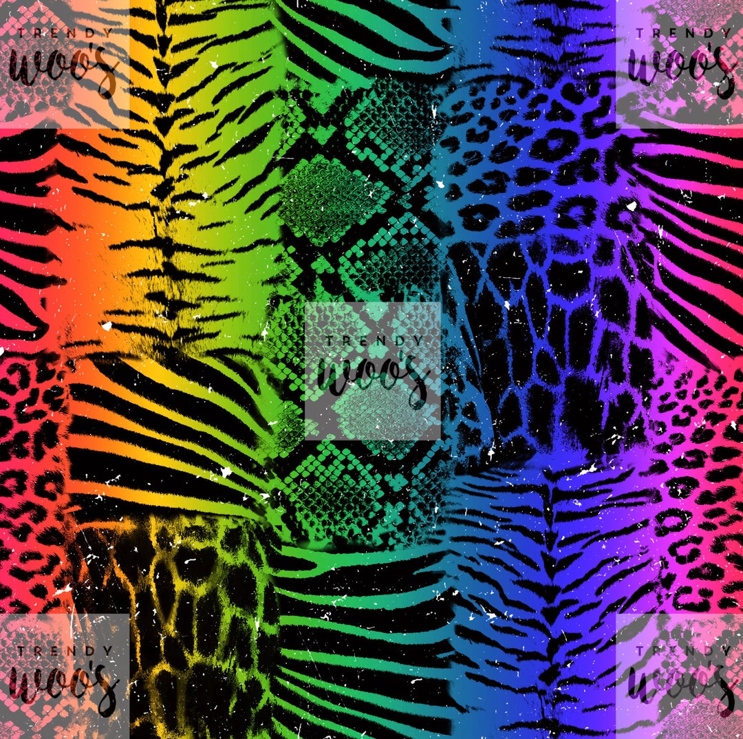 Leopard Cheetah Tiger Snake Animal Print Rainbow Seamless Pattern ...