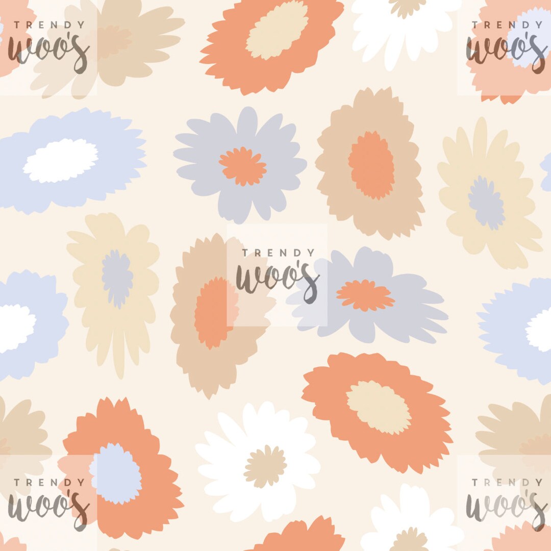 Retro Floral Flowers 60s 70s Boho Vintage Pastel Seamless Pattern ...