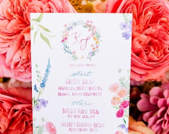 Watercolor Wedding Menu - Custom & Hand painted