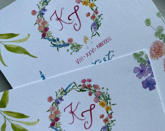 Hand painted Watercolor Wedding Crest