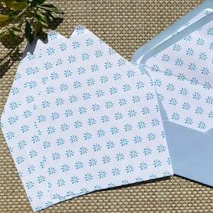 Modern Blue Floral Wedding Invitation Liner Envelopes