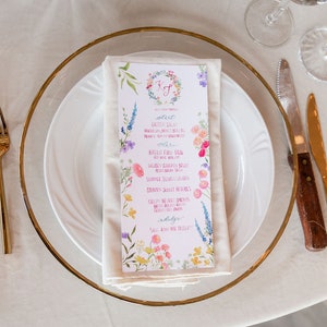 Hand painted Watercolor Wedding Menu (Digital or Shipped!)