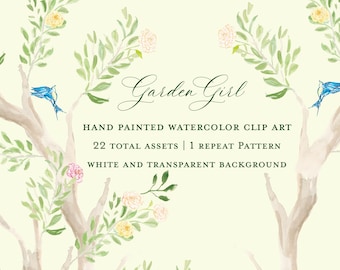 Watercolor Garden Clip Art: Digital Download
