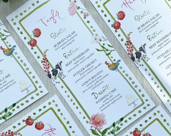 Watercolor Wedding Menu (Digital or Shipped)