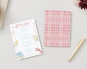 Nantucket Dinner Menu: Coastal Watercolor (Digital Download)