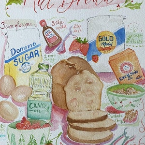 Hand Painted Recipe Watercolor & Customized image 4