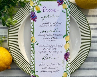 Watercolor Wedding Menu - Custom & Hand Painted (digital or shipped!)