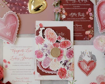 Custom Watercolor Wedding Invitation (hand painted)