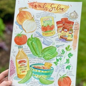 Hand Painted Recipe Watercolor & Customized image 7