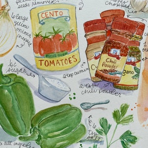 Hand Painted Recipe Watercolor & Customized image 8