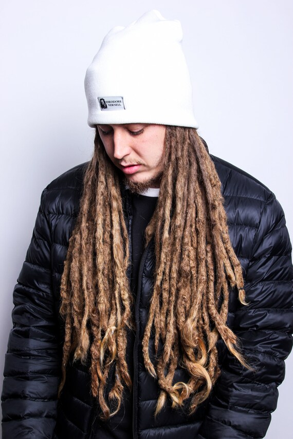 Satin Lined Beanies For Locs Long Hair White Skull Cap Etsy