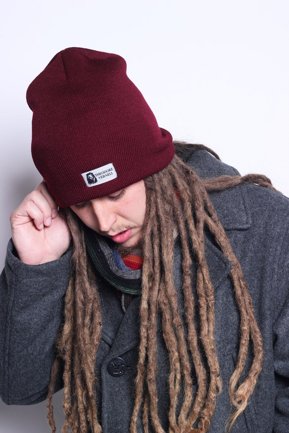 Satin Lined Beanies For Locs Long Hair Burgundy Skull Etsy