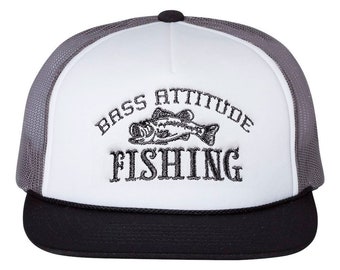 Bass Attitude Fishing Logo - Embroidered Snap-back Foam Trucker Cap