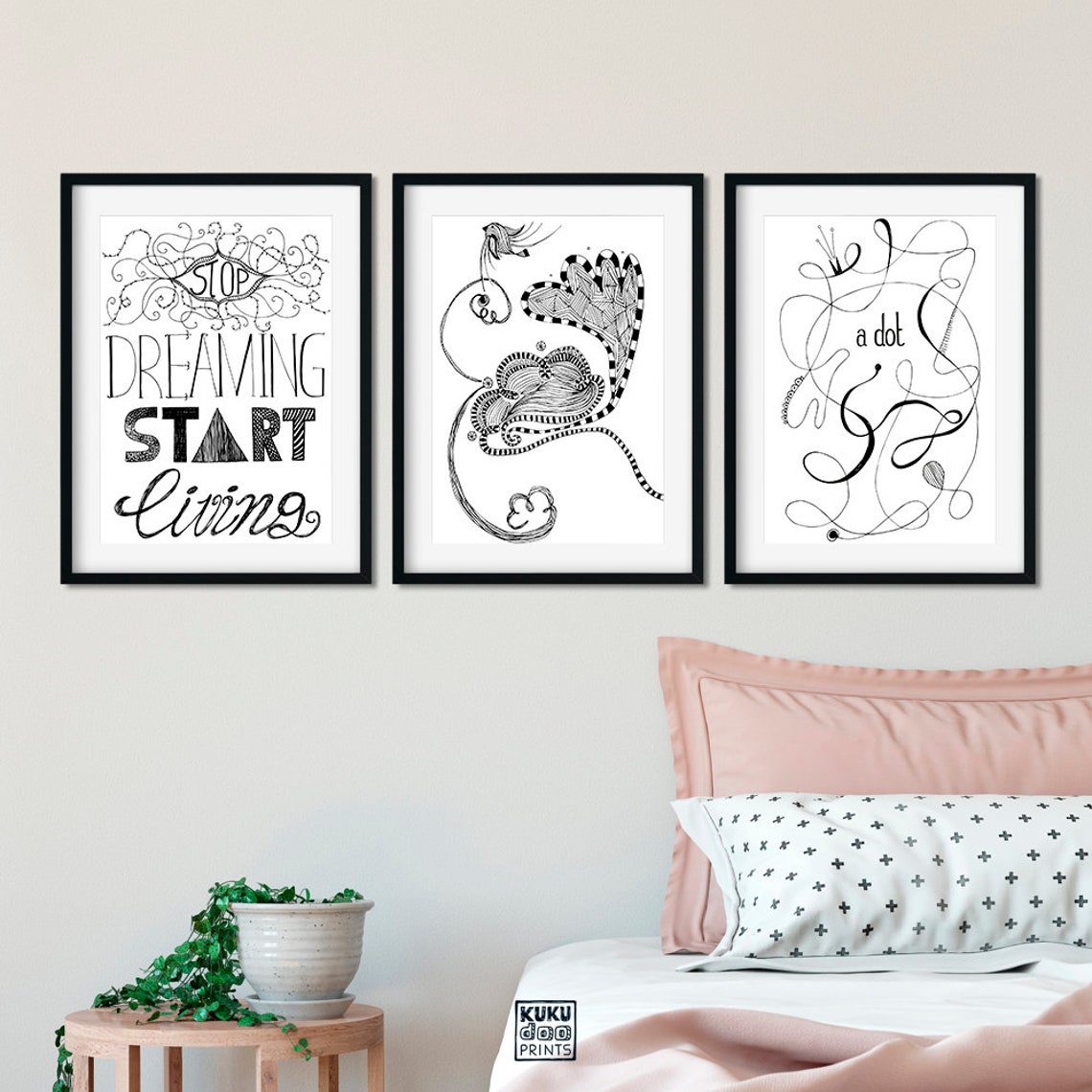 Hand Drawn Art Printable Poster Wall Décoration Living Room Etsy