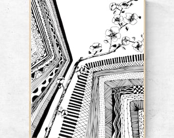 Hope Line Art Print: Minimalist Black and White Doodle (Digital Download)