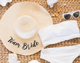 Bridesmaid Beach Sun Hat| Bridesmaid Gift| Personalized Honeymoon Sun Hat| Bridal Shower Gift| Bachelorette Party Favor gifts| Floppy Sunhat