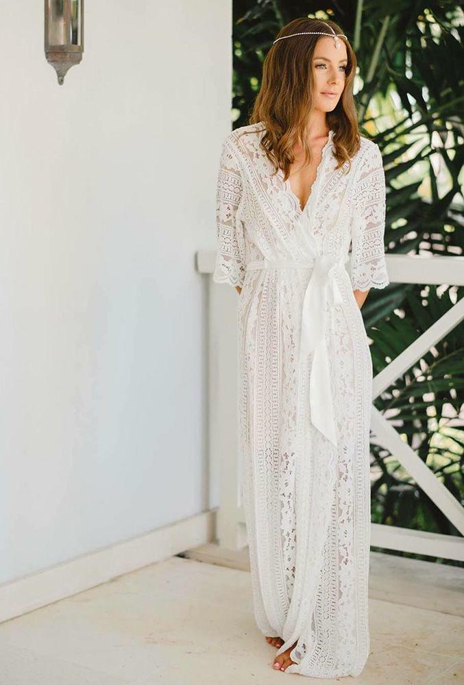 Wedding Bridal Lace Robe | Bridesmaid Robes | Bridal Shower Robe Gift| Bridal Party Robes | Honeymoon Robe| (FAIRYTALE Bridal Robe)
