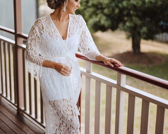 Lace Bridal Robe | Bridesmaid Robes | Robe | Bridal Robe | Bride Robe | Bridesmaid Gifts | Satin Robe | Bride Robe ( LOST ANGEL )