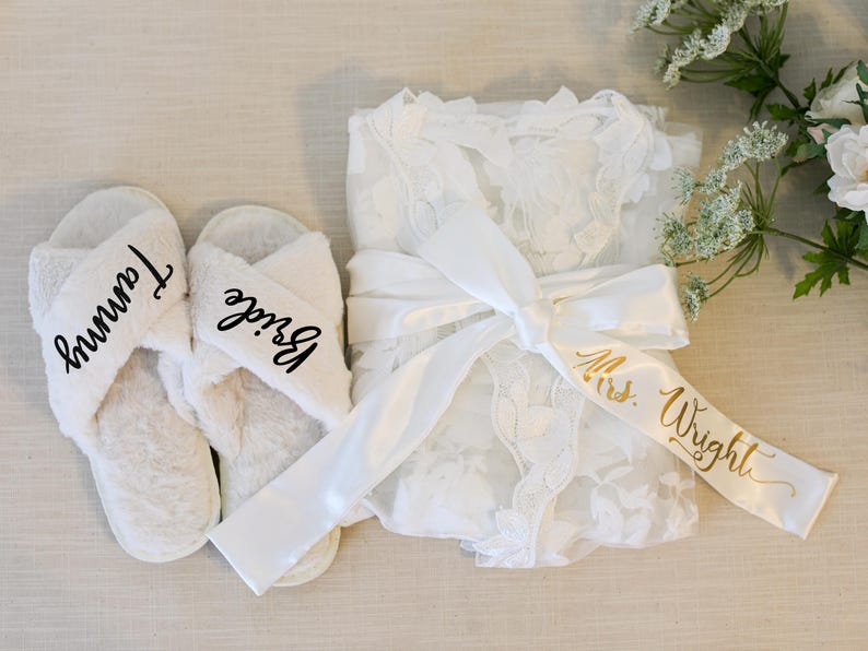 Lace Bridal Robe | Bride Robe | Bridesmaid Robe| Bridal Party Lace Bridal Shower Robe| Wedding Getting Ready Robe ( LEAF Bridal Robe ) image 3