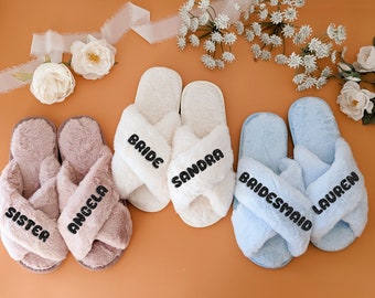 Bridesmaid Slippers Custom Slippers for Bridesmaid Proposal Gift Bridal Party Slippers Bachelorette Party Gifts Bridal Party Gifts(Slippers)