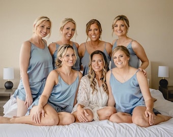 Gifts for her| Bridesmaid Bridal Gifts| Wedding Party Cami Camisole Pajamas PJ Set| Bridesmaid Proposal Gift| Satin Pajama set- (Love Dust)