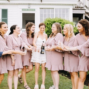 Bridesmaid Robes | Bridesmaid Gifts | Bridal Party Robes |Personalized Wedding Robes | Bride Robe | Bridesmaid Proposal Gift- (Ruffle Robe)