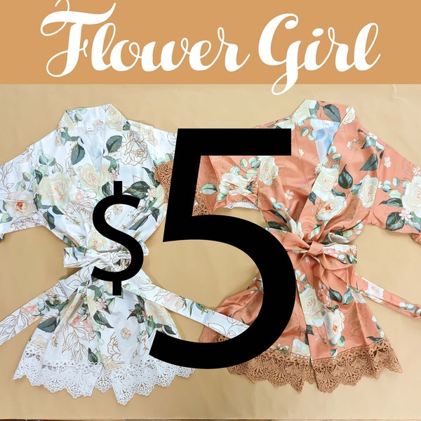 Flower girl Bridesmaid Robes| Bridesmaid Gifts Slumber Party Robes gifts Wedding Robes | Bride Gift| Floral Lace Robe| (Desert Rose kids)