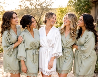 Sage Bridesmaid Robes | Bridesmaid Gifts | Bridal Party Robes |Wedding Robes |Bride Robe | Bridesmaid Robe | Bridal Party Robe (LOVE CRUSH )