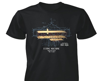 Wright Brothers Airplane 1906 Patent T-Shirt - Vintage Aircraft Design Unisex Tee - View #7