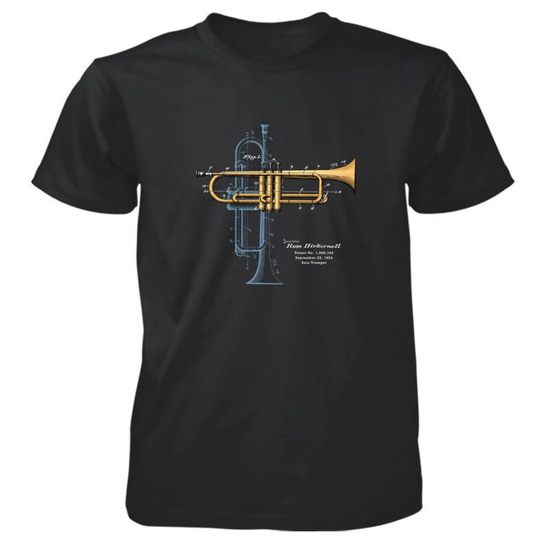 Trumpet Patent Tshirt // Music Patent // Patent Design // | Etsy