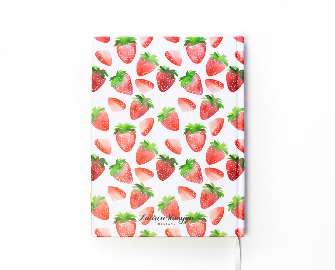 Strawberry Journal, Fruit Notebook With Lined Paper, Strawberry Writing