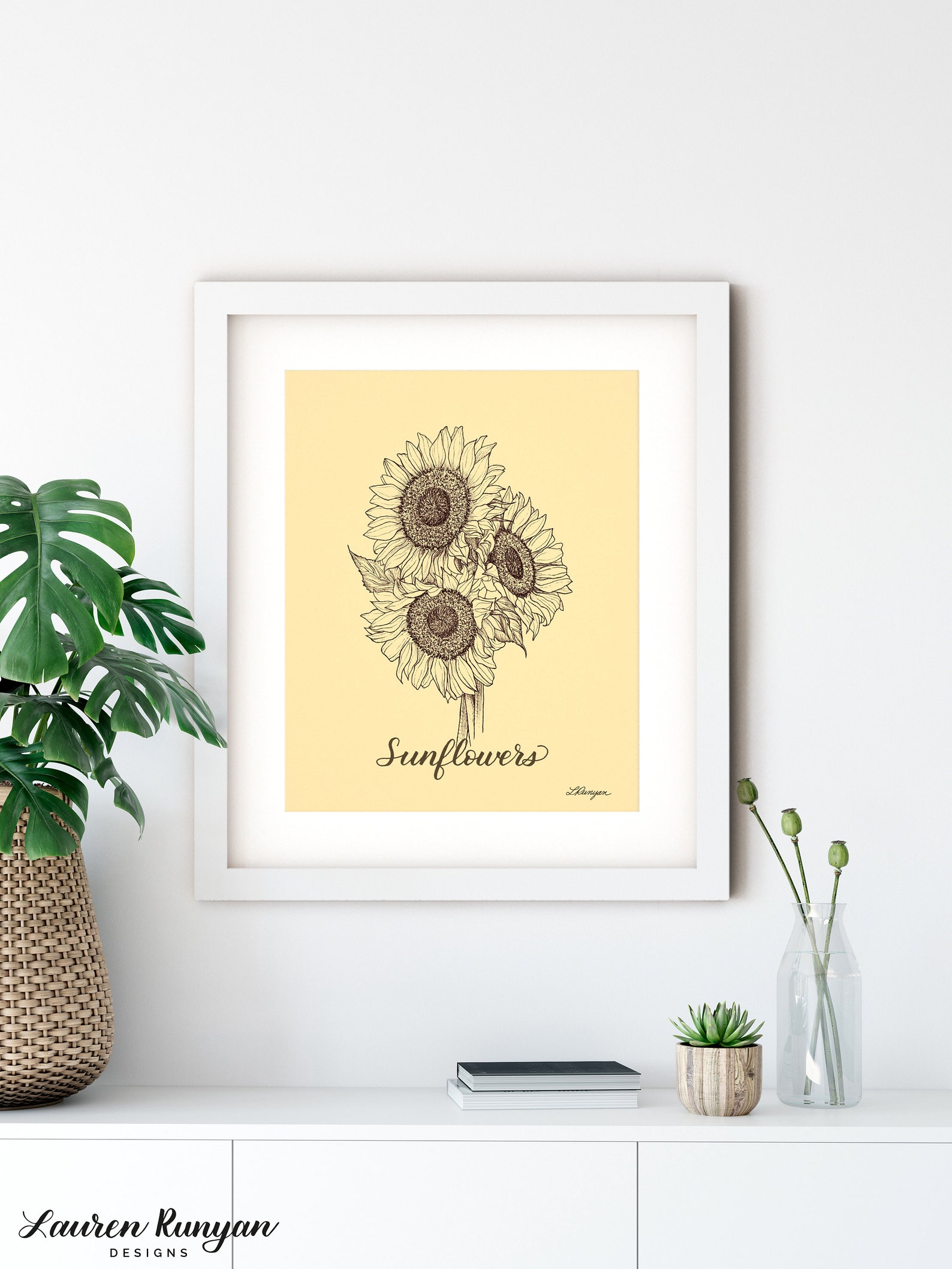 DIGITAL DOWNLOAD Sunflower Printable Art Printable Flower