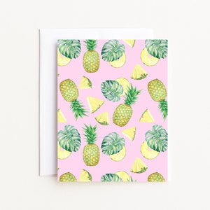 Watercolor Pineapple Note Card Set: Tropical Thank You Cards