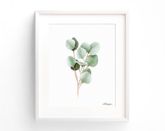 Eucalyptus Watercolor Art Print: Botanical Greenery Illustration