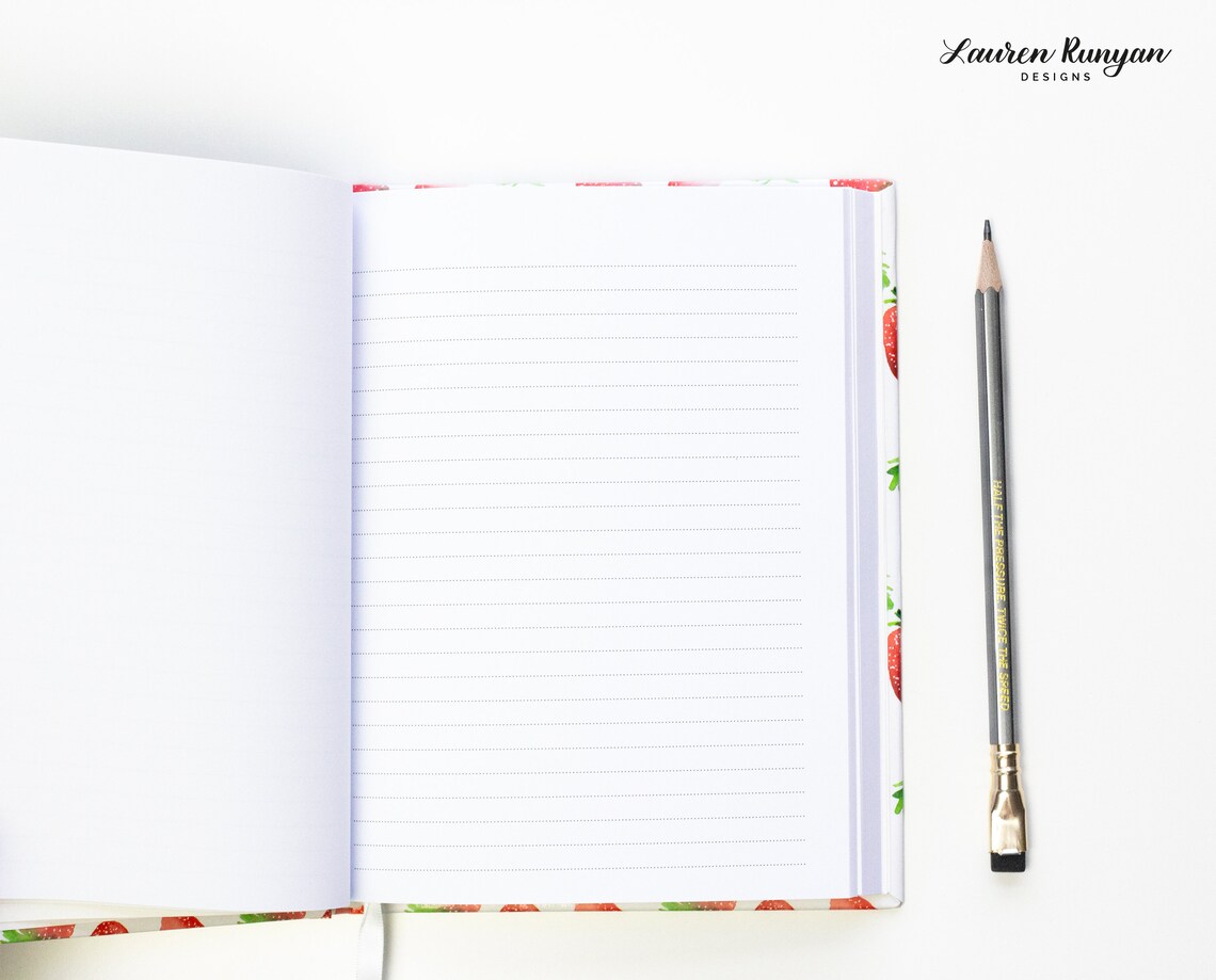 Strawberry Journal, Fruit Notebook With Lined Paper, Strawberry Writing